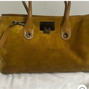 Jimmy Choo Honey colored Smooth Leather and Suede Riley Handbag